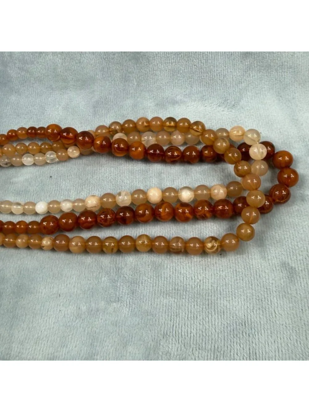 Orange Color Shades Beaded Multi-Layer Necklace Lobster Clasp Closure Vintage